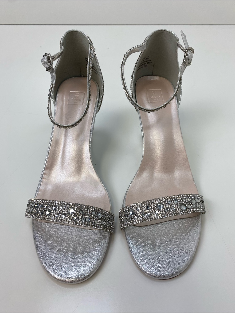 Db Studio Crystal-Embellished Silver Heels
